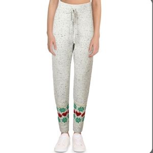 NWT 99 Jane Street Gray Holiday Print Fleece Jogger Sweatpants Size Large